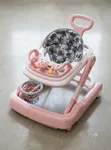 3-in-1 Foldable Baby Walker na Mpira wa Kikapu na Trei ya Muziki - 1