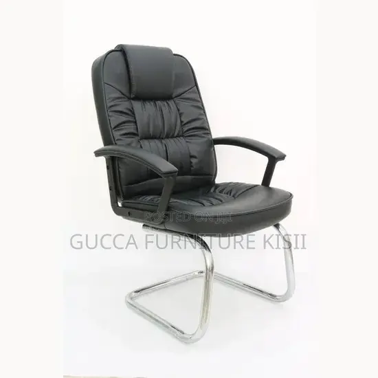 Executive PU Leather Cantilever Office Chair - Black - 1