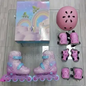 Adjustable Kids Inline Roller Skates Combo Set (Size 31-38)