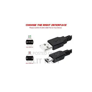 USB-A to Mini-B Data Cable 1.8M for PS3 Controllers, GPS, Cameras