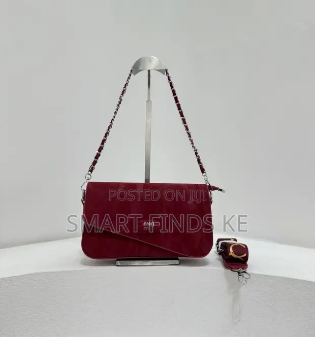 New Deep Burgundy Crossbody Bag with Dual Straps - 1