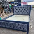 Boss Office Products 5x6 Grey Diamond Tufted Bed Frame - 1