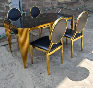 Modern Dining Table with Glass Top and Chairs