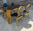 Modern Dining Table with Glass Top and Chairs - 1