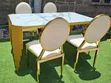 Modern Dining Table - Marble Top, Gold Finish - 2