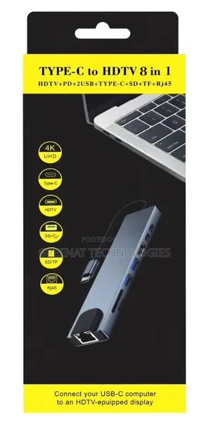 8-in-1 USB-C Hub with HDMI, PD 100W, USB 3.0