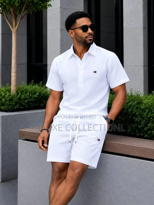 AnLuxe Set ya Shorts za Linen za Wanaume Vipande 2 - 1