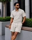AnLuxe Set ya Shorts za Linen za Wanaume Vipande 2 - 2