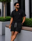 AnLuxe Set ya Shorts za Linen za Wanaume Vipande 2 - 3