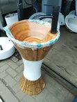 Drum Pedestal Basin - Wood Finish - 2