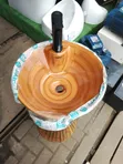 Drum Pedestal Basin - Wood Finish - 3