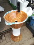 Drum Pedestal Basin - Wood Finish - 4