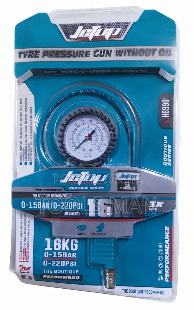 Jctop Tyre Pressure Gun 0-220 PSI Mechanical Gauge - 1