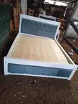 5x6 Teal Tufted Bed with White Frame - 1