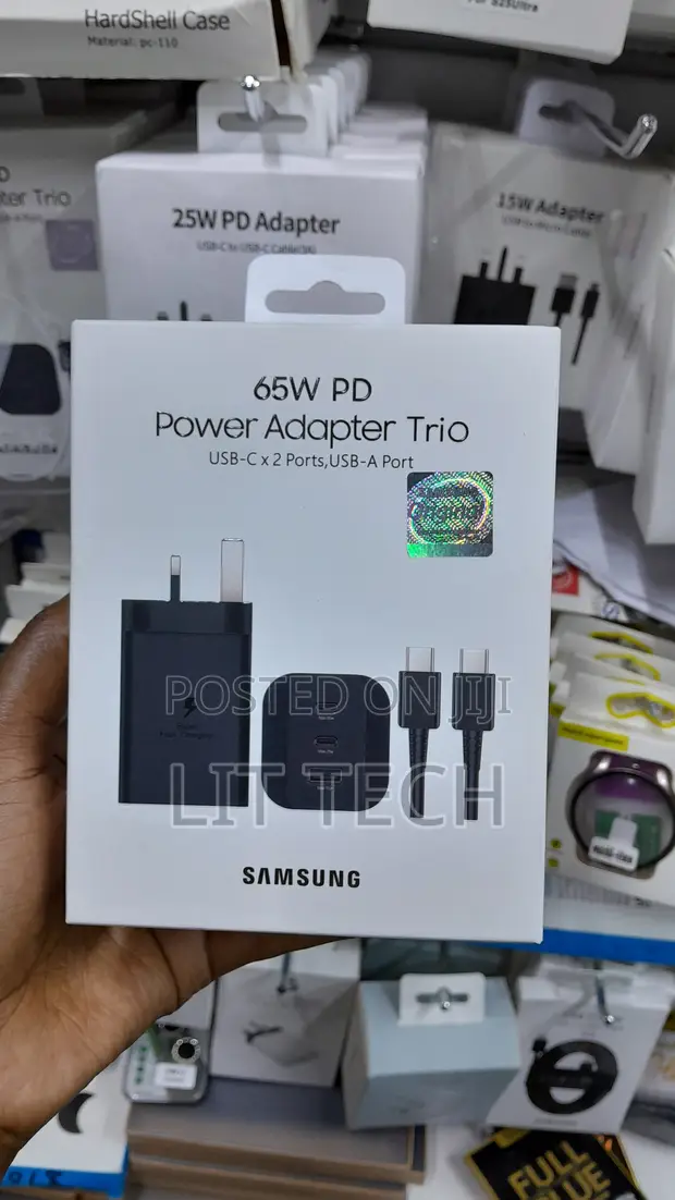 Samsung 65W Trio Super Fast Charger na Cable ya 1m - 3 Ports - 1