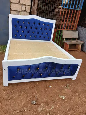 5x6 Blue Tufted Curved Bed: Free Delivery