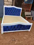 5x6 Blue Tufted Curved Bed: Free Delivery - 2