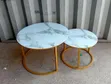 Stylish White Marble Glass-Effect Nesting Coffee Table Set - 1