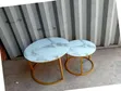 Stylish White Marble Glass-Effect Nesting Coffee Table Set - 2
