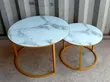 Modern 2-Piece White Marble Effect Nesting Coffee Tables - 1