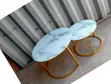 Modern 2-Piece White Marble Effect Nesting Coffee Tables - 2