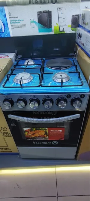 Volsmart 50x55 Cooker - 3 Gas Burners, 1 Hot Plate, Oven ya Umeme
