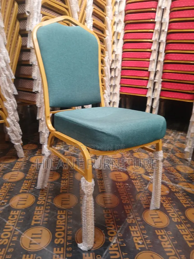 Elegant Gold Frame Banquet Chair – Teal Fabric - 1