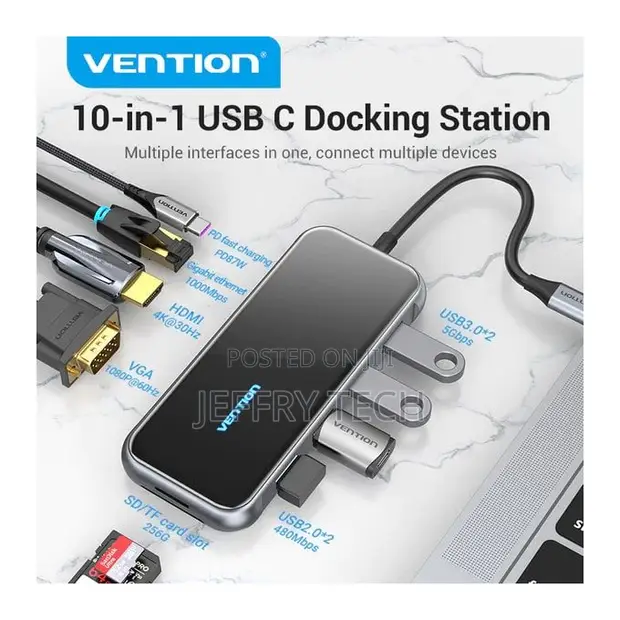 Vention 10-in-1 USB-C Docking Station (HDMI/VGA/USB 3.0) - 1