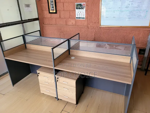 Boss Office Products 4-Way Workstation - Brown - 1