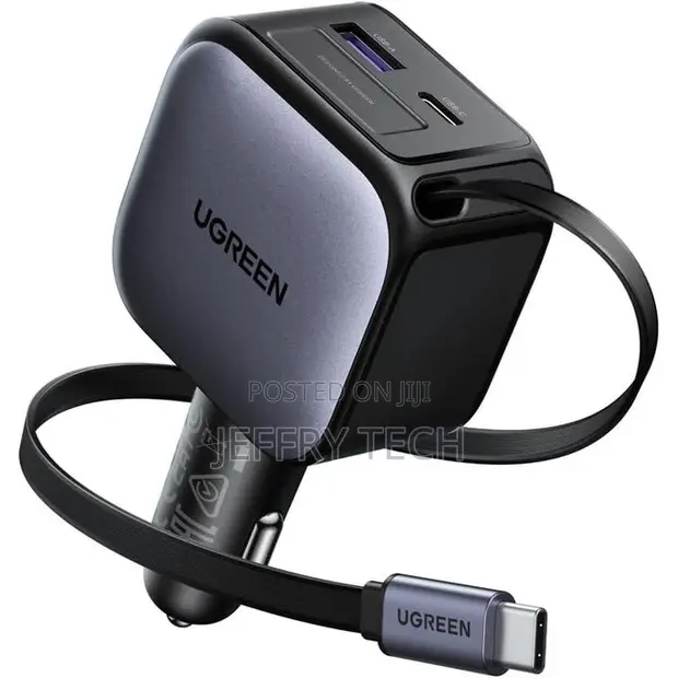 Ugreen 60W Type-C Car Charger with Retractable Cable - 1