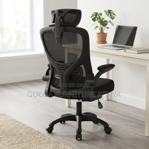 Office Staff Mesh Chair with Flip Arms - Brand New - 1