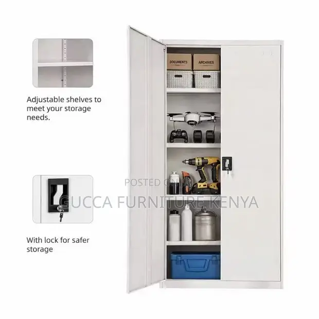 Locking Steel File Cabinet - White - 1