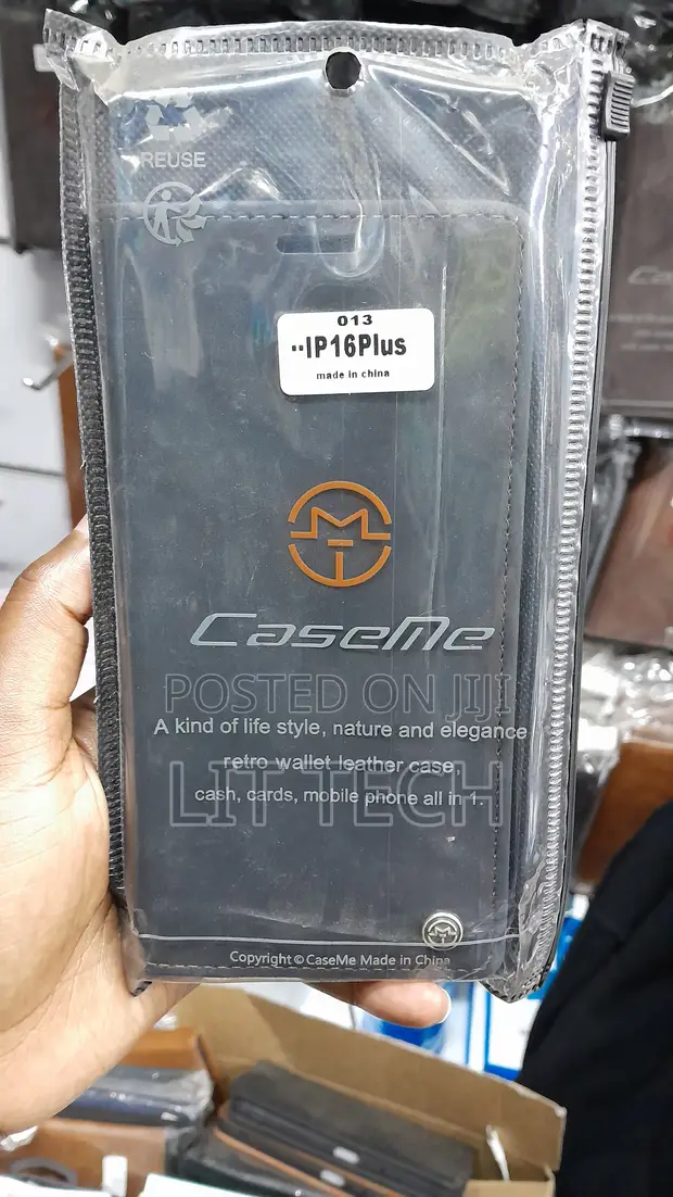 Caseme Kesi ya Mkoba ya Ngozi Nyeusi ya Flip kwa iPhone 16+ - 1