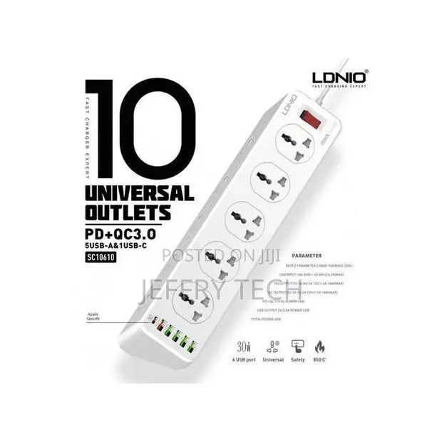 LDNIO Universal 10-Port Power Socket with PD & QC - 1