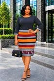 Pienna Classy Striped Midi Straight Dress - 4