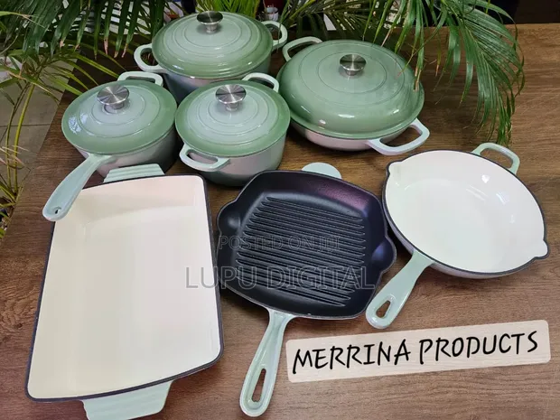 11pc Cast Iron Cooking Pot Set - Multipurpose, Easy to Maintain - 1