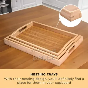 3-in-1 Nesting Bamboo Wooden Tray Set