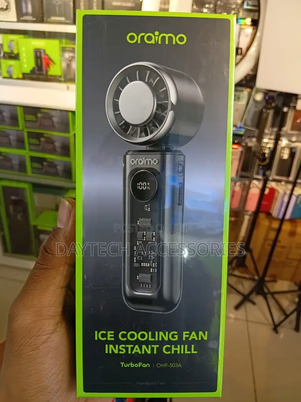 Oraimo TurboFan Rechargeable Foldable Handheld Fan - Nyeusi - 1