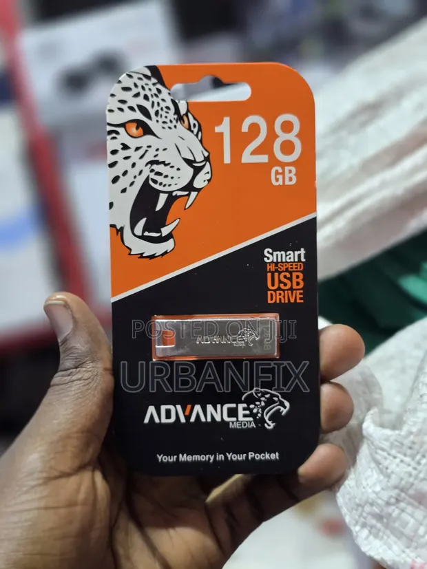 128GB Silver Metal Flash Drive - 1