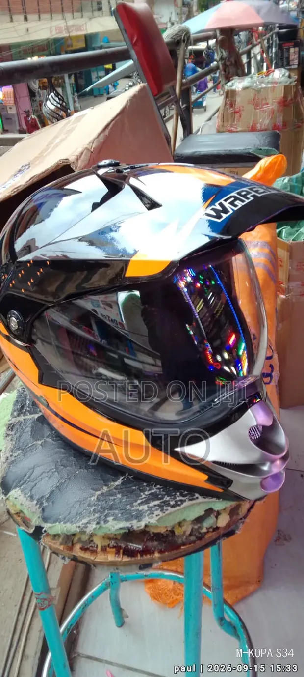 Black Orange Dual Sport Motorcycle Helmet - 1