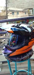 Black Orange Dual Sport Motorcycle Helmet - 2