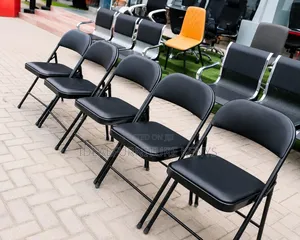 Foldable Black Leather Chair