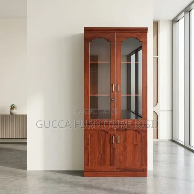 2-Door Mahogany Storage Cabinet - 1