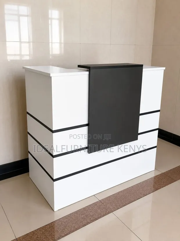 Modern White Reception Desk Counter Table - 1