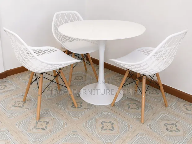 Round White Dining Set - 1