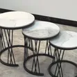 Seti ya Meza za Kahawa za Marumaru Nyeusi 2-Piece - 1