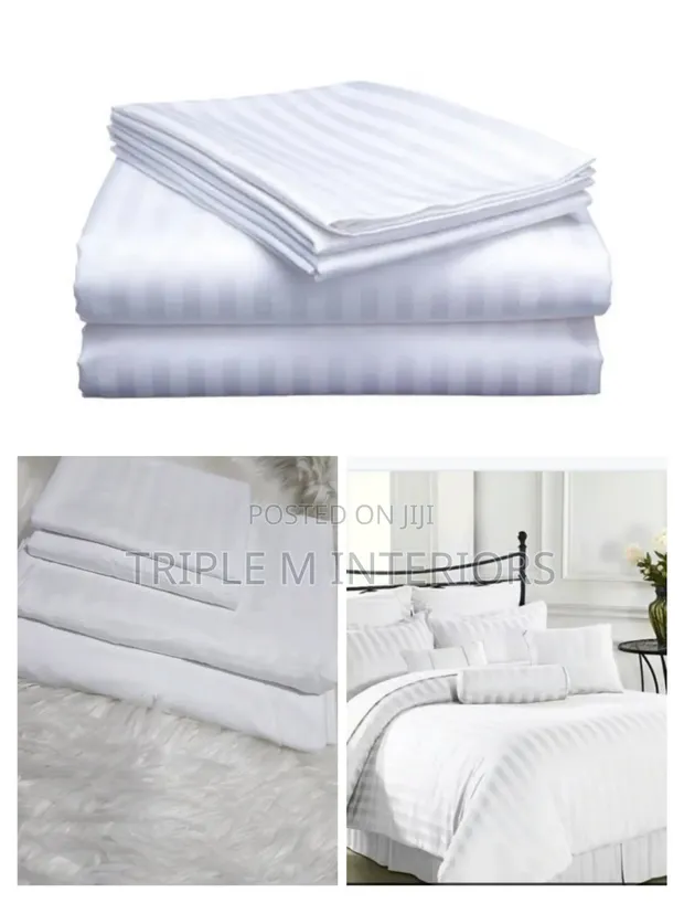 6x7 White Striped Duvet Cover Set - Premium - 1