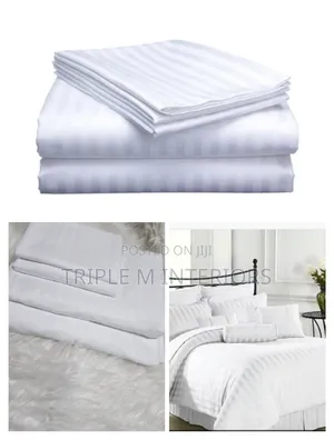 6x7 White Striped Duvet Cover Set - Premium