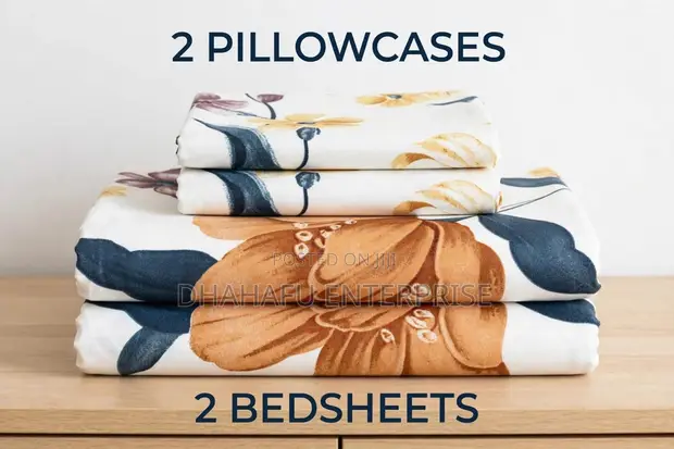Beautiful Floral Cotton Bedsheet Set - 4pcs - 1