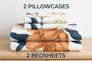 Beautiful Floral Cotton Bedsheet Set - 4pcs